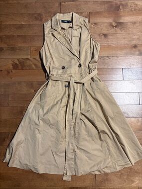 Simons Beige Sleeveless Trench Midi Dress